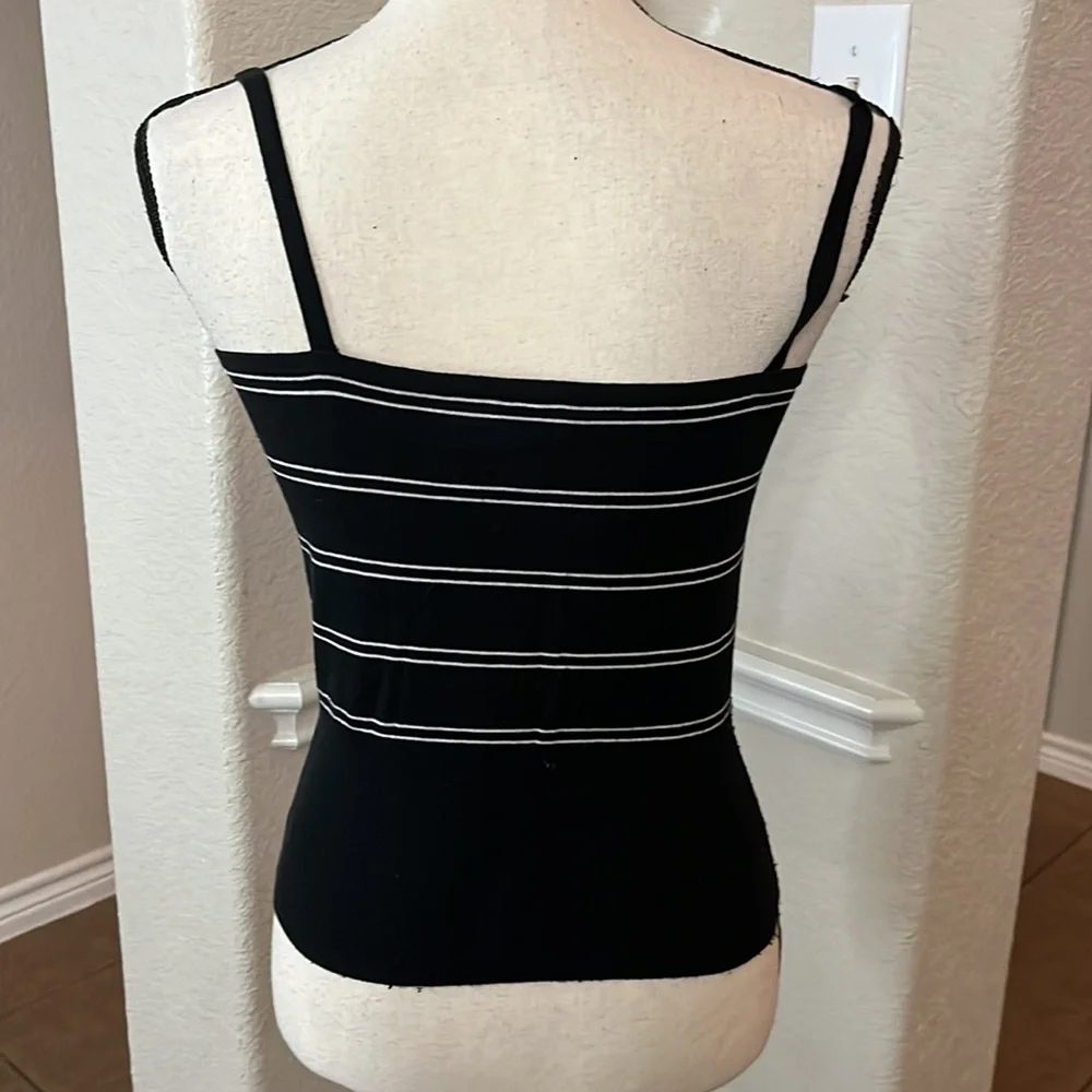 Mossimo black with white stripe silk blend crop sweater - Picture 3 of 15